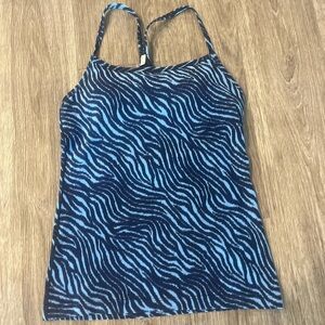 AERIE | Offline Real Me Zebra Racerback Workout Tank Top - Small Blue Zebra
